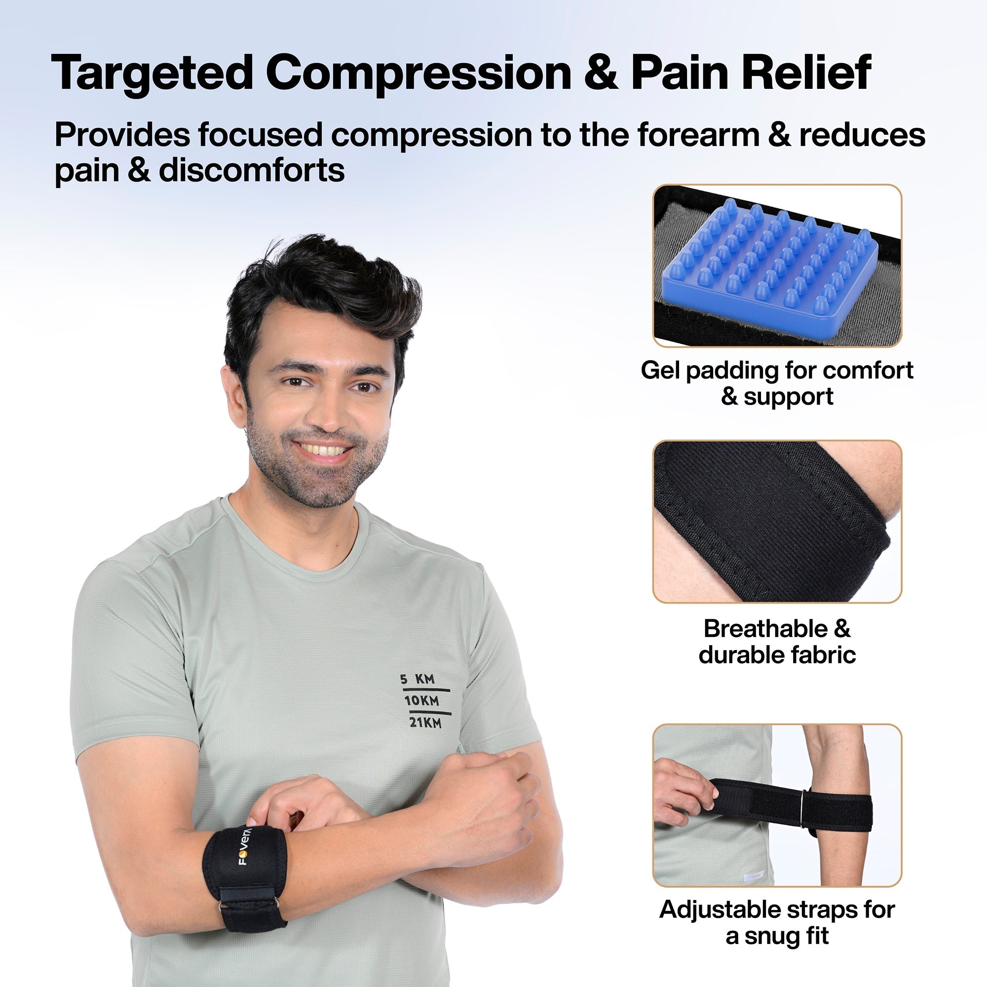 Tennis Elbow Support Brace, Adjustable Elbow Support Strap with Gel Padding for Pain Relief