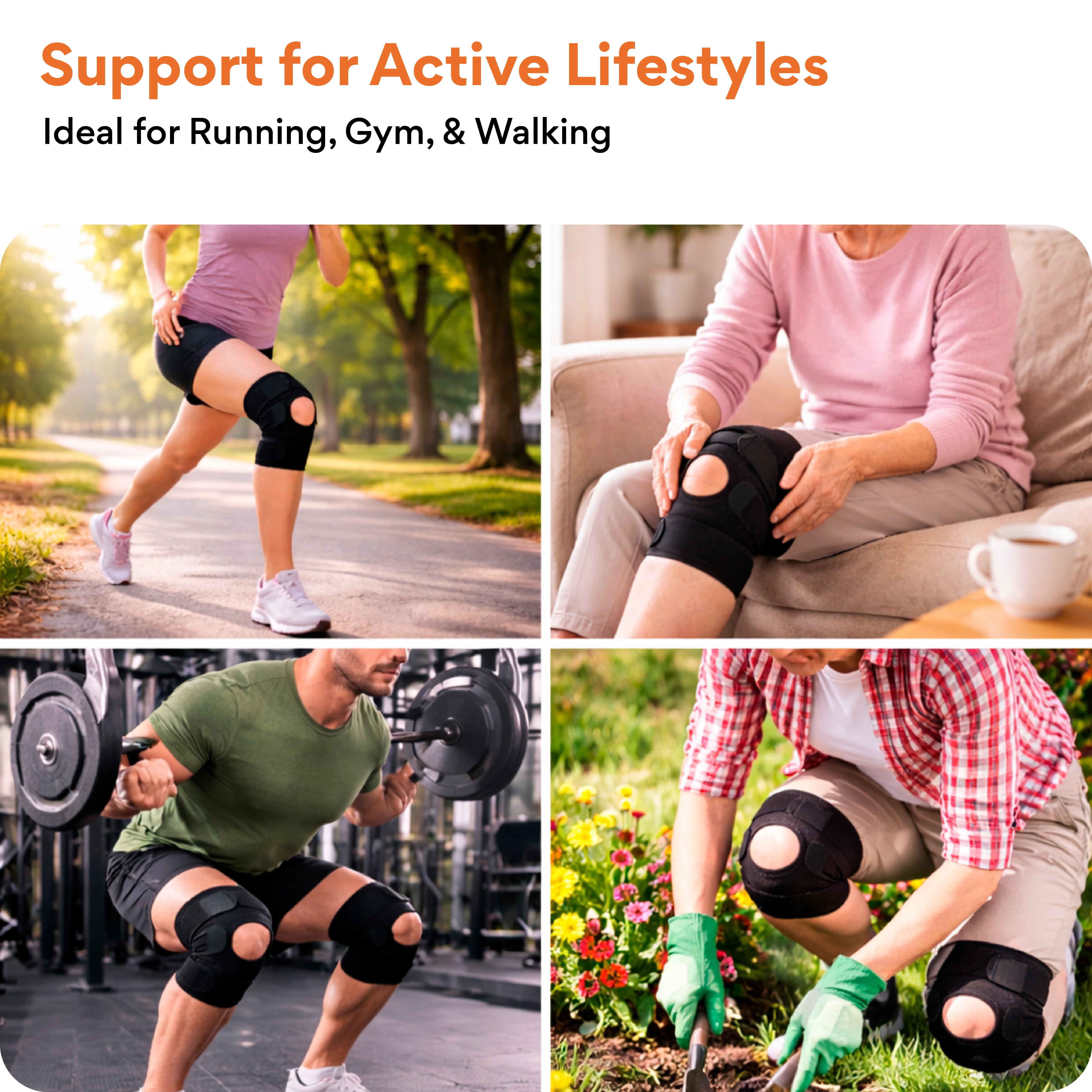 FOVERA Open Patella Knee Support Brace – Breathable Neoprene Compression Cap for Arthritis Pain Relief, Running & Gym