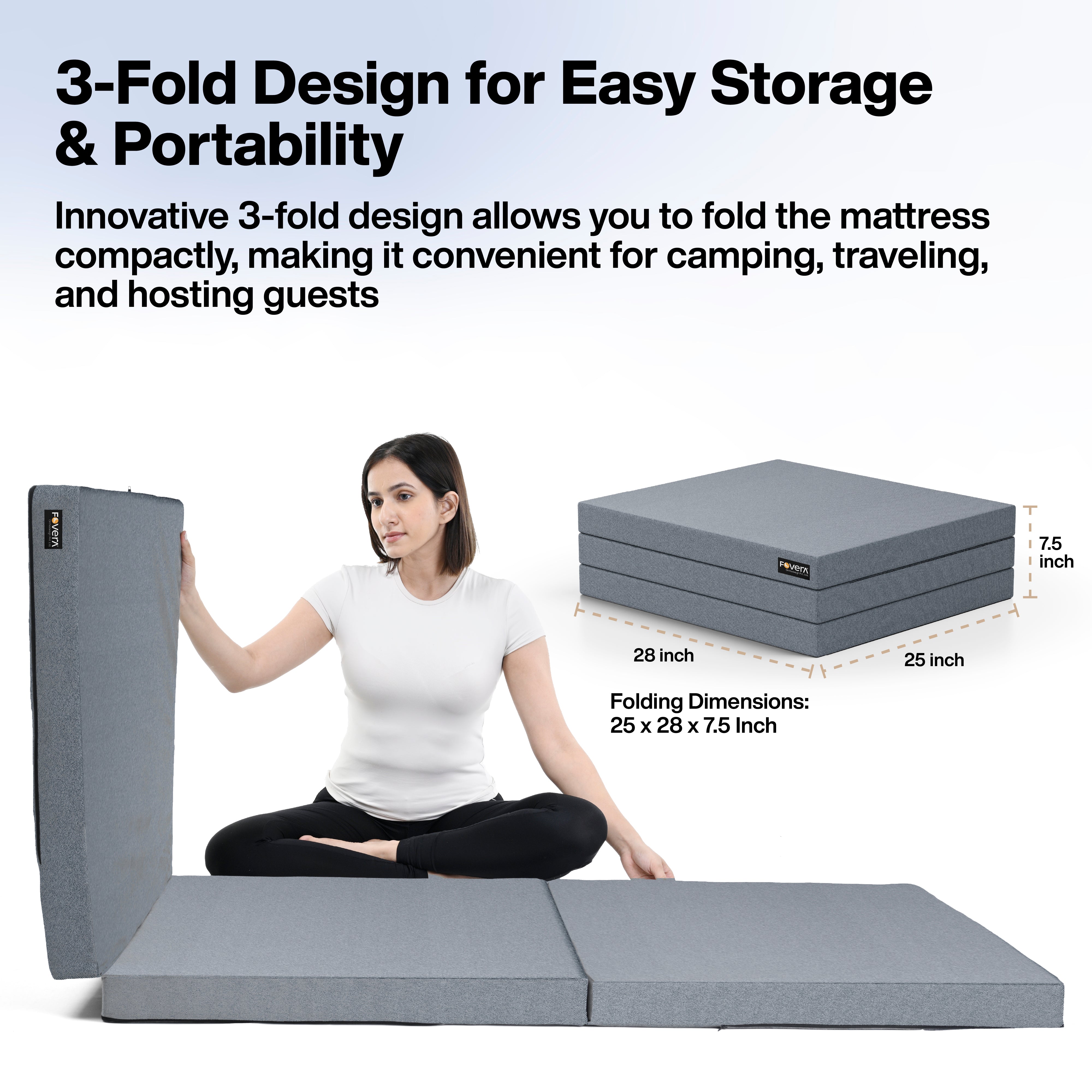 Foldable Mattress for for Floor Sleeping, Guest & Travel Bed