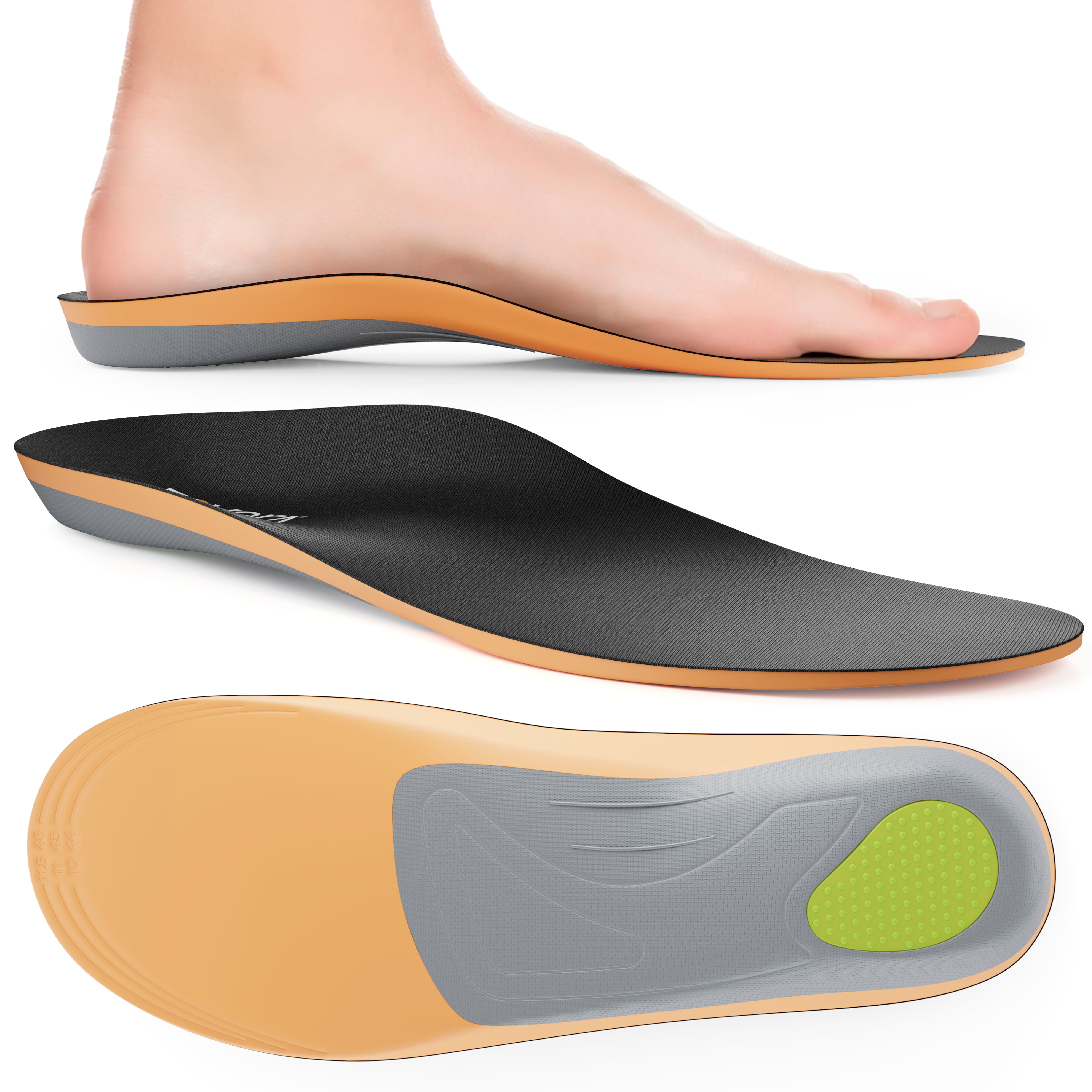 High Arch Support PU Insole - Shoe Inserts for High Arch (Cavus Foot), Plantar Fasciitis, Foot Pain & Heel Spurs