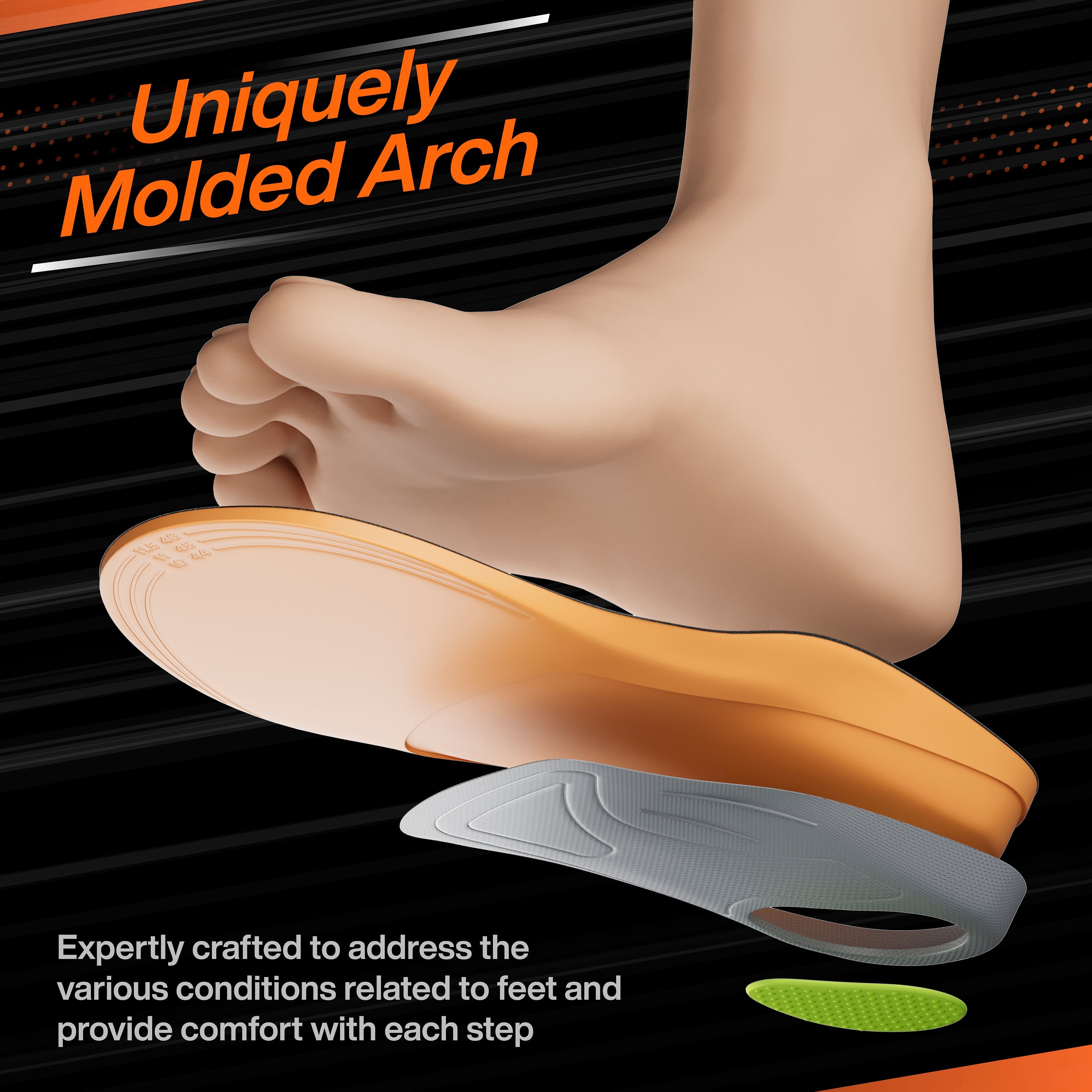 High Arch Support PU Insole - Shoe Inserts for High Arch (Cavus Foot), Plantar Fasciitis, Foot Pain & Heel Spurs