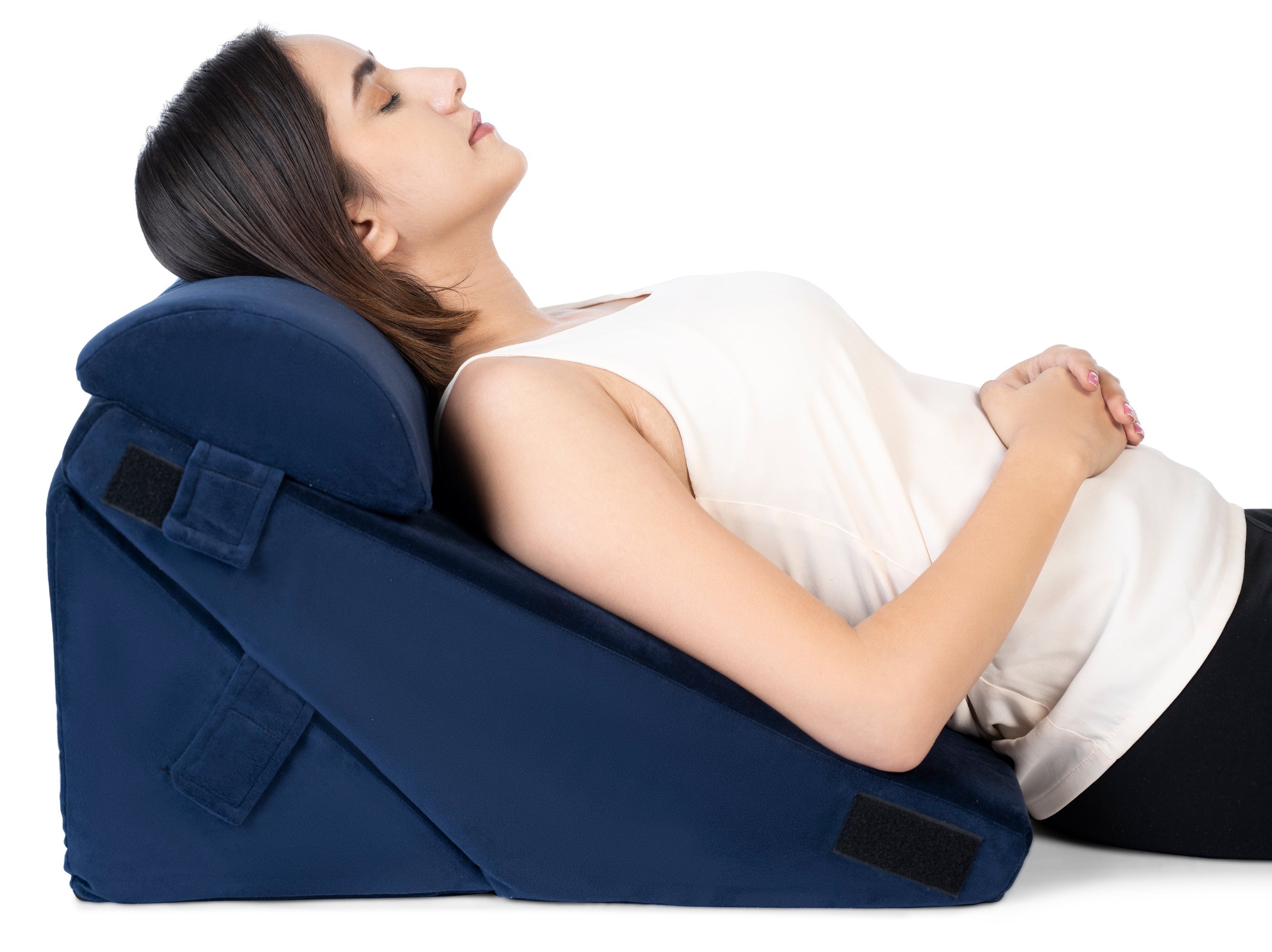 FOVERA Advanced Adjustable Memory Foam Bed Wedge Pillow with Headrest Cushion