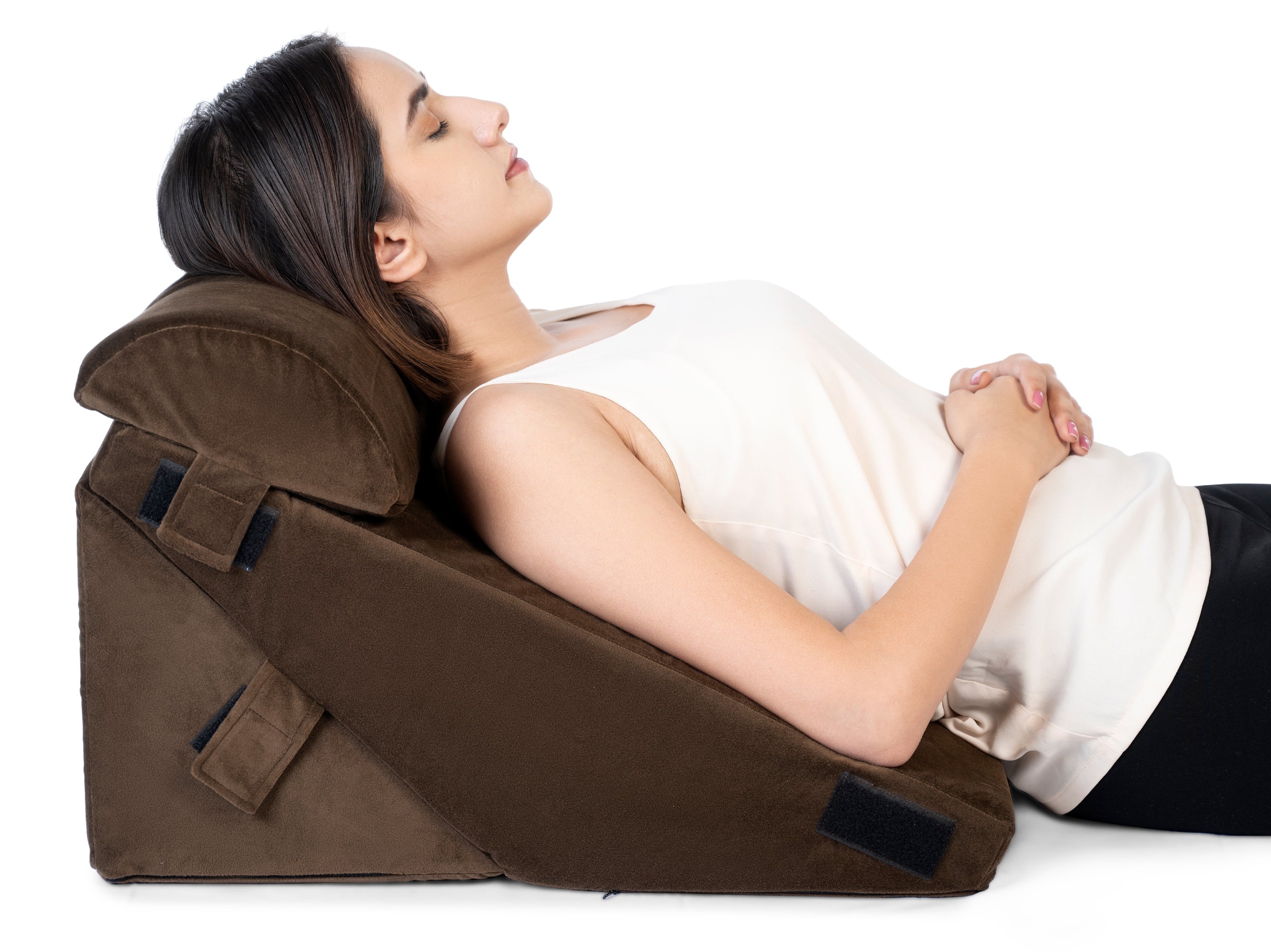 FOVERA Advanced Adjustable Memory Foam Bed Wedge Pillow with Headrest Cushion