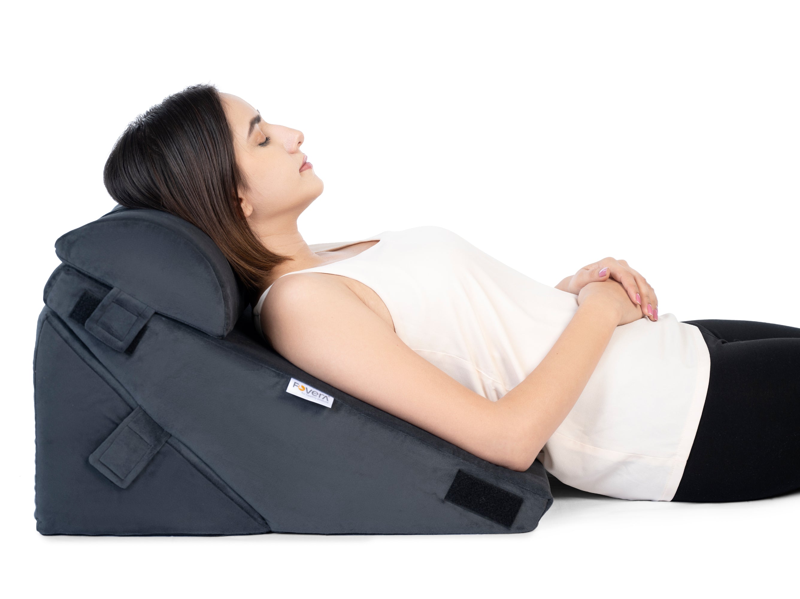 FOVERA Advanced Adjustable Memory Foam Bed Wedge Pillow with Headrest Cushion