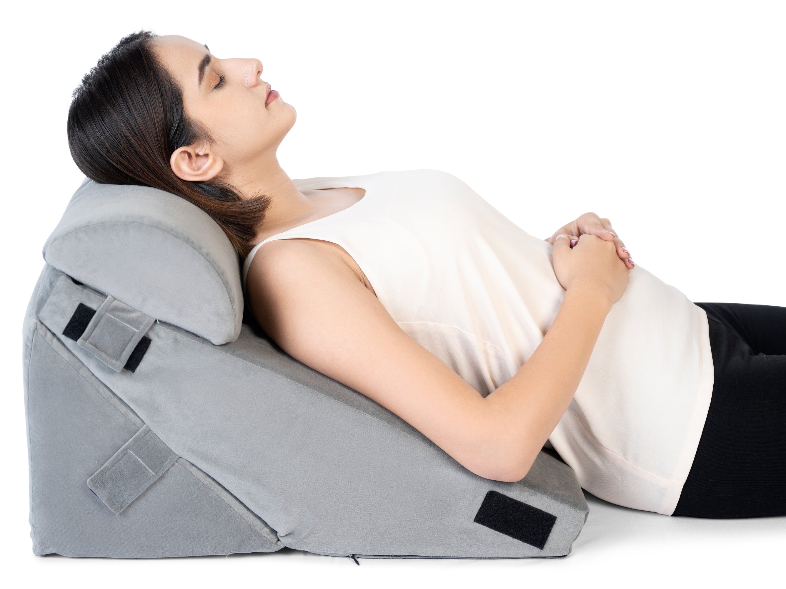 FOVERA Advanced Adjustable Memory Foam Bed Wedge Pillow with Headrest Cushion