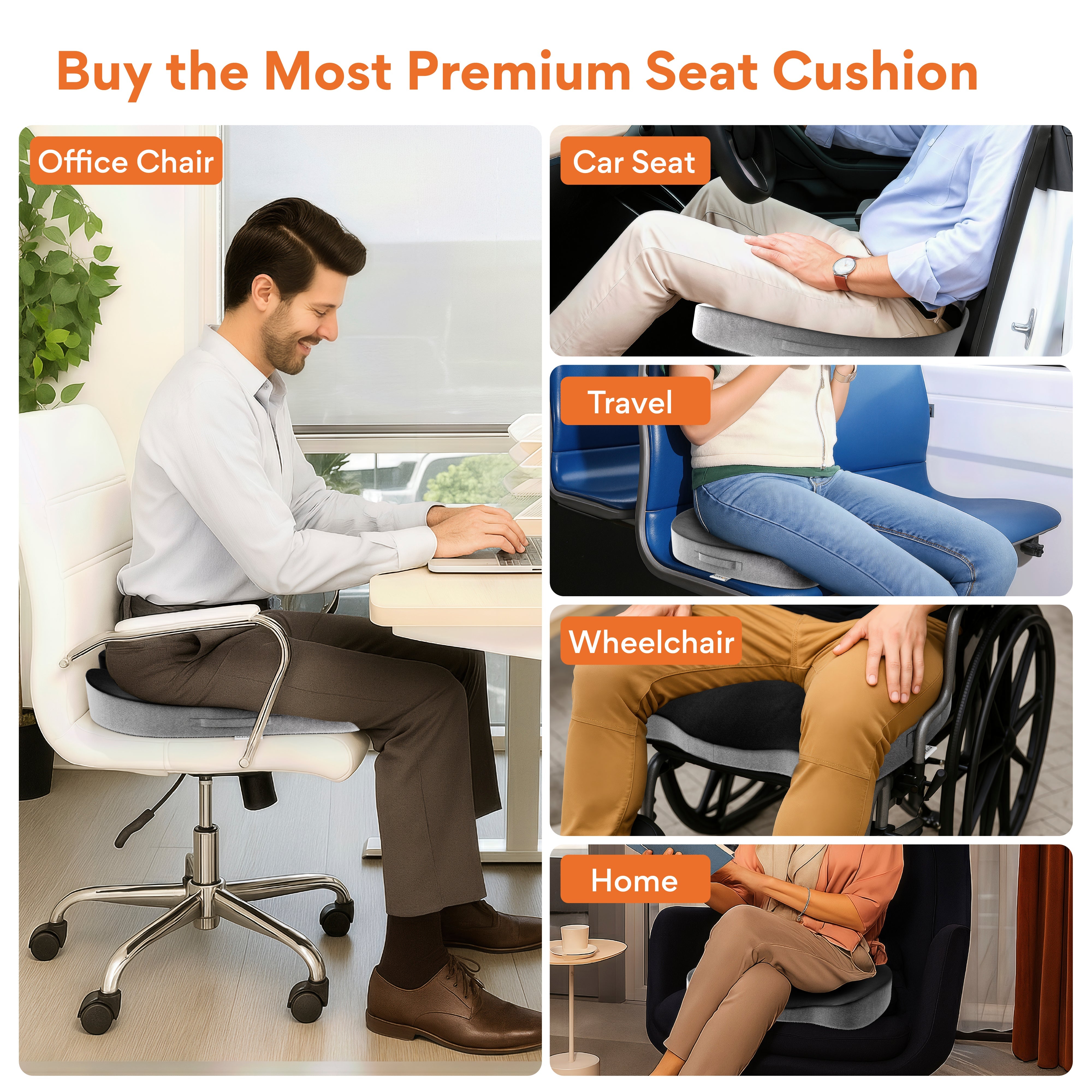 Cool Gel & Memory Foam Coccyx Cushion for Tailbone & Sciatica Pain