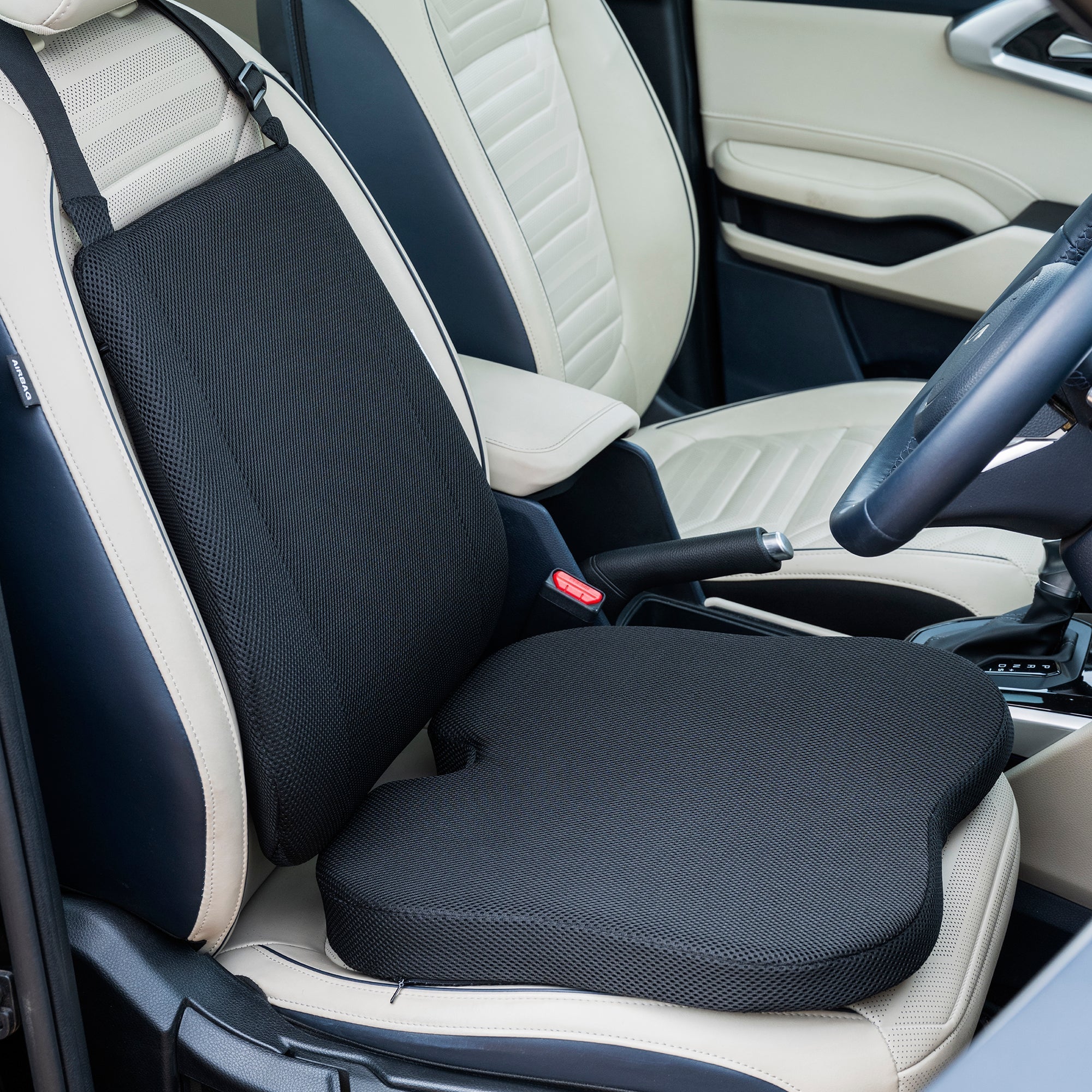 Cool Gel Memory Foam Car Back & Seat Cushion Combo for Long Drive & Daily Commute