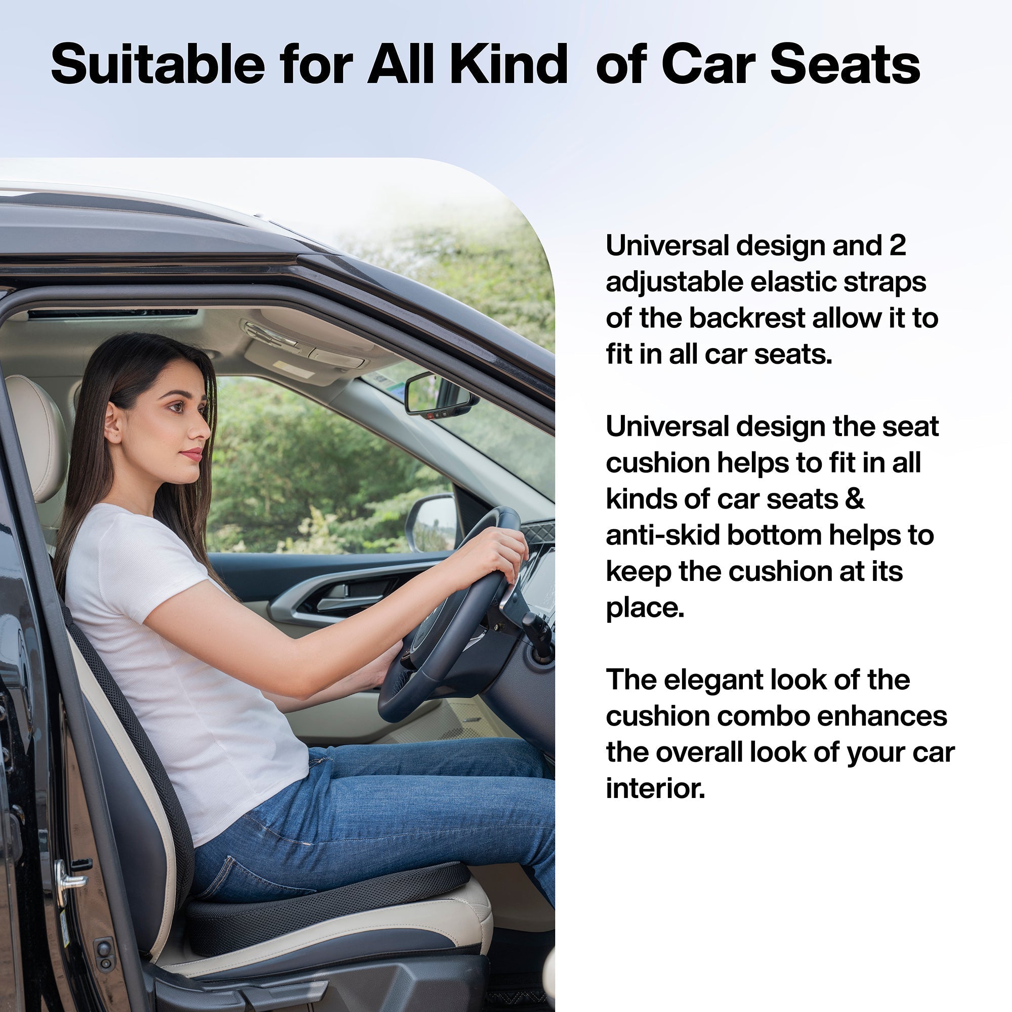 Cool Gel Memory Foam Car Back & Seat Cushion Combo for Long Drive & Daily Commute