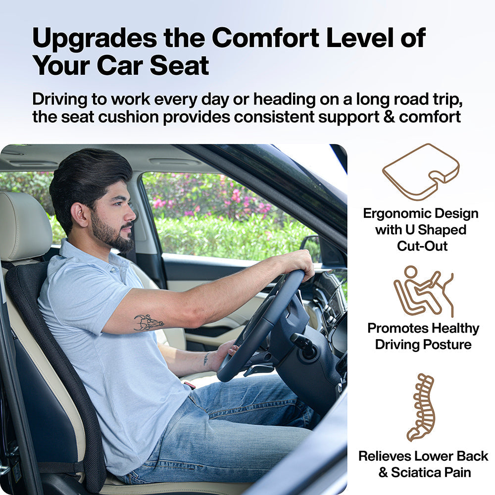 Cool Gel Memory Foam Car Seat Cushion for Long Drives & Daily Commute