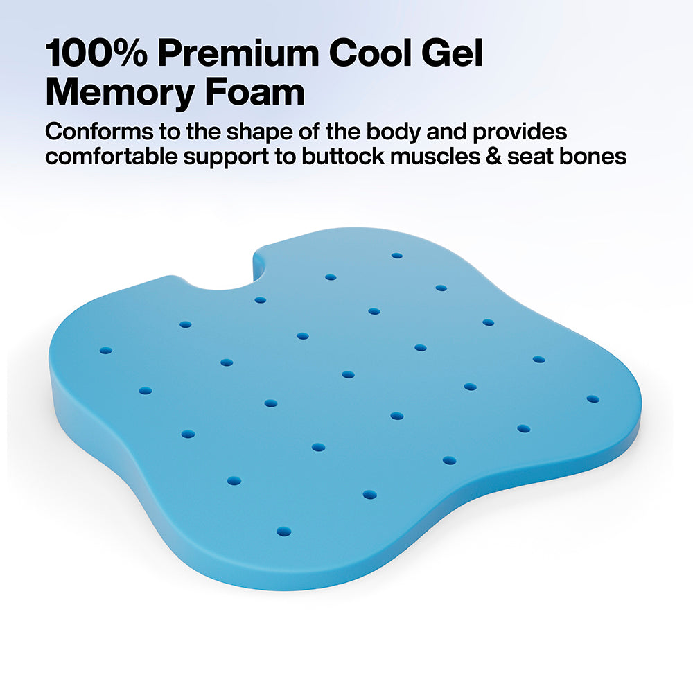 Cool Gel Memory Foam Car Seat Cushion for Long Drives & Daily Commute