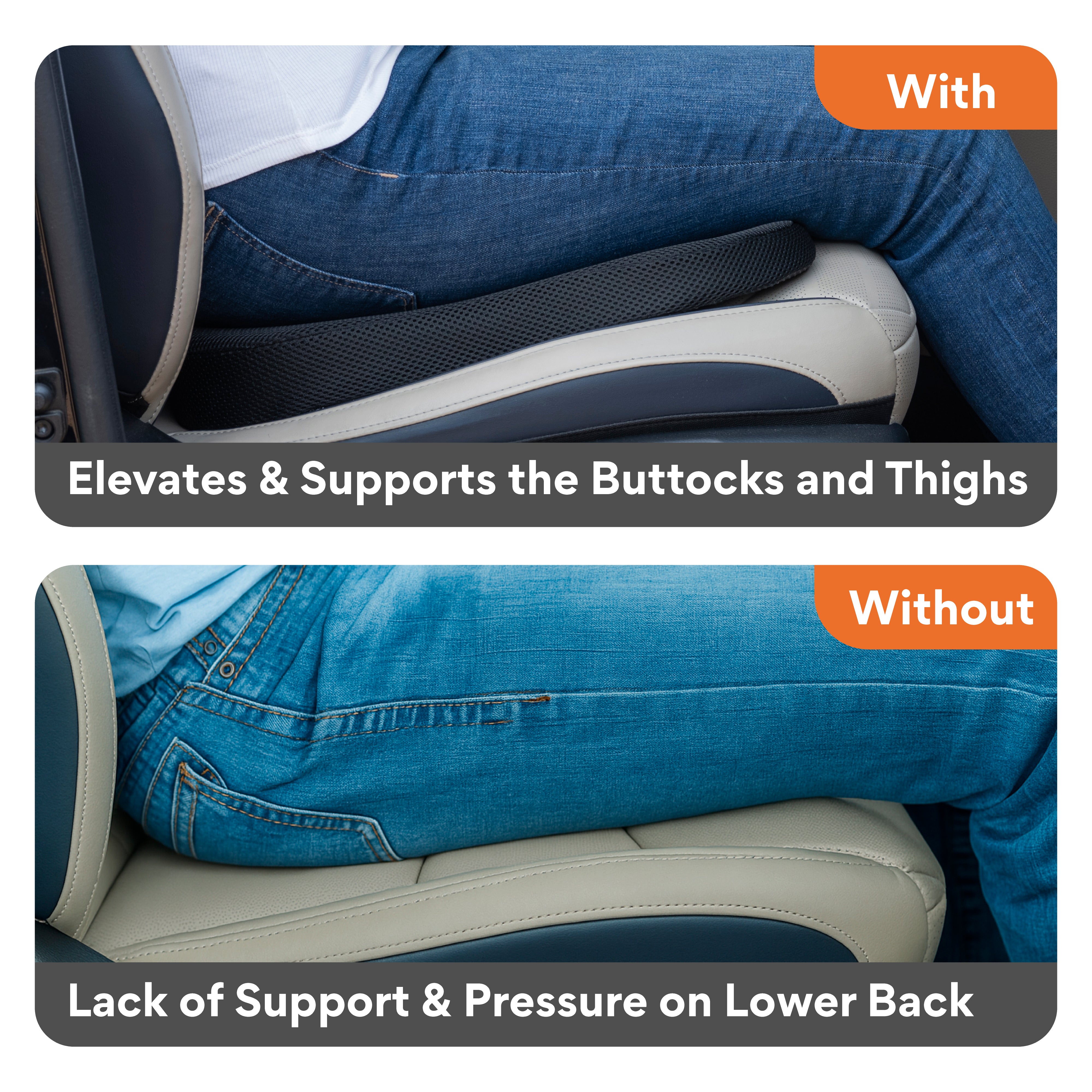 Cool Gel Memory Foam Car Seat Cushion for Long Drives & Daily Commute