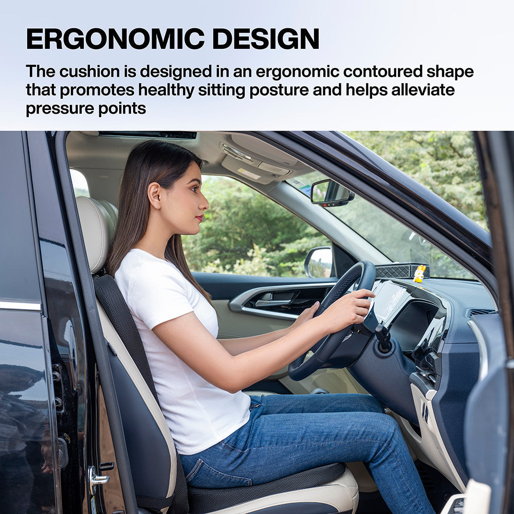 Cool Gel Memory Foam Large Car Backrest & Seat Cushion Combo for Long Drives & Daily Commute