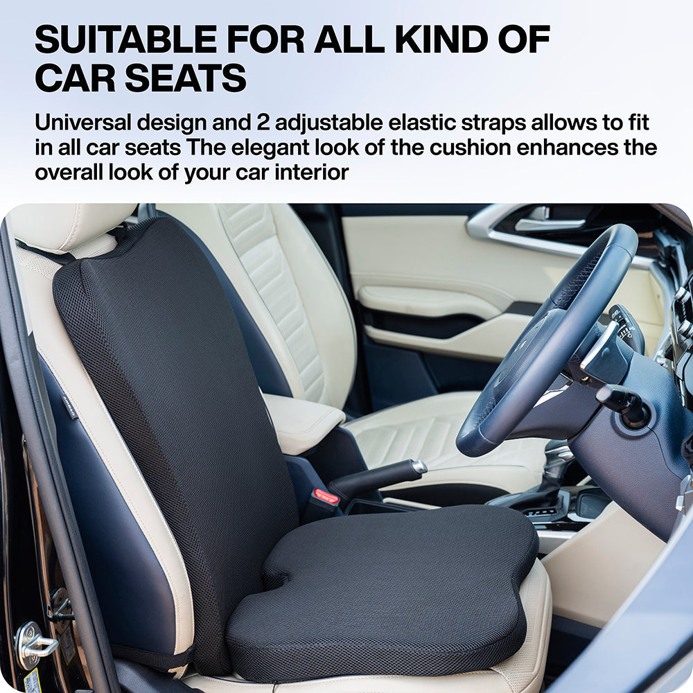 Cool Gel Memory Foam Large Car Backrest & Seat Cushion Combo for Long Drives & Daily Commute