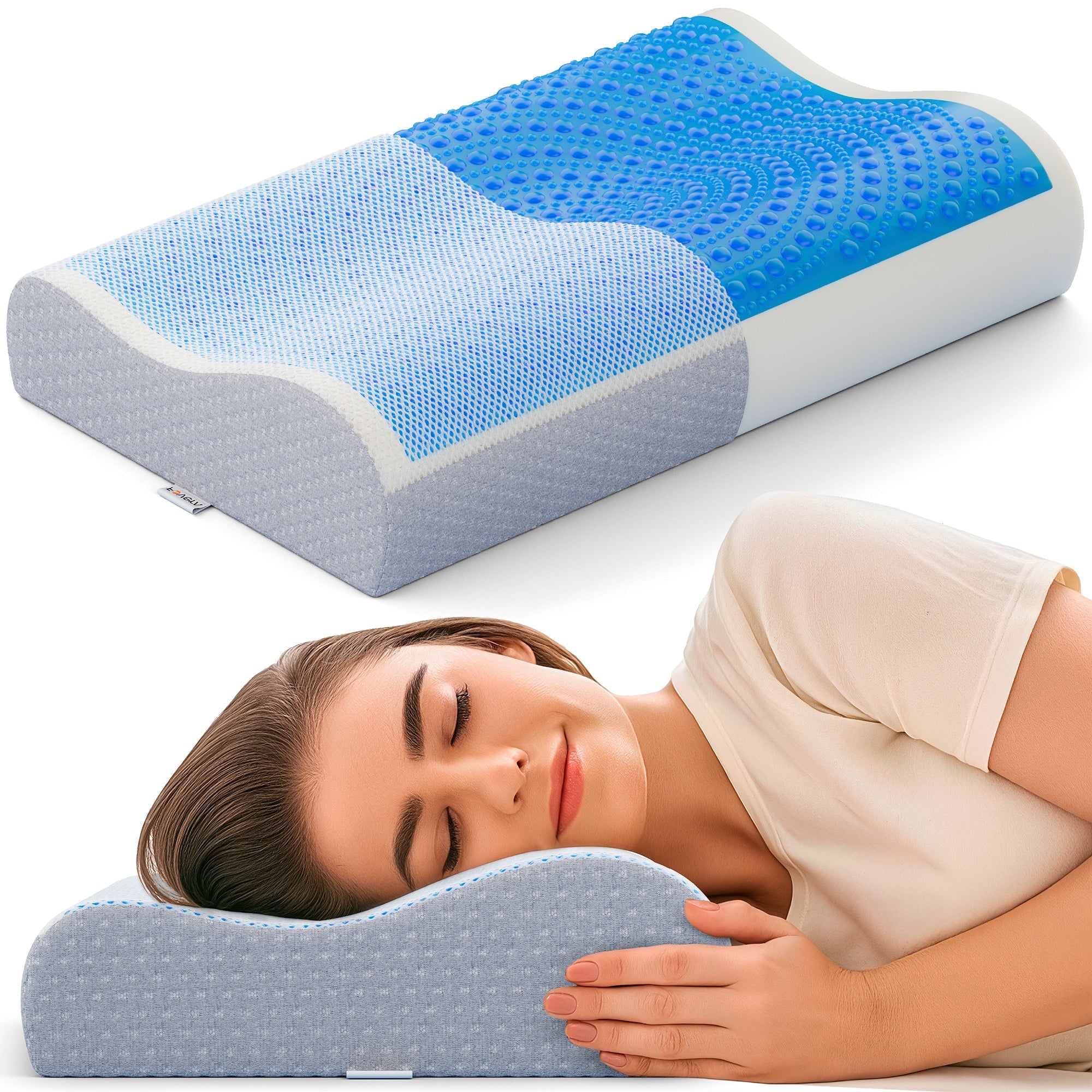 Cool Gel & Memory Foam Cervical Pillow for Neck Pain