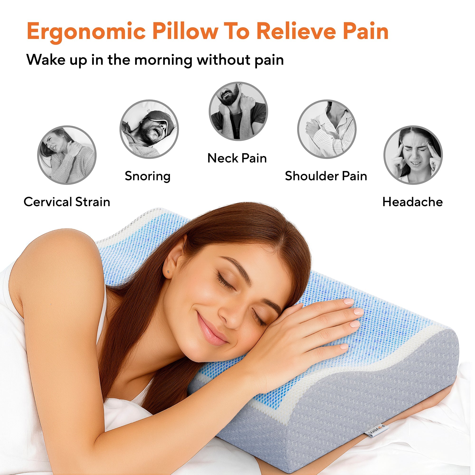 Cool Gel & Memory Foam Cervical Pillow for Neck Pain