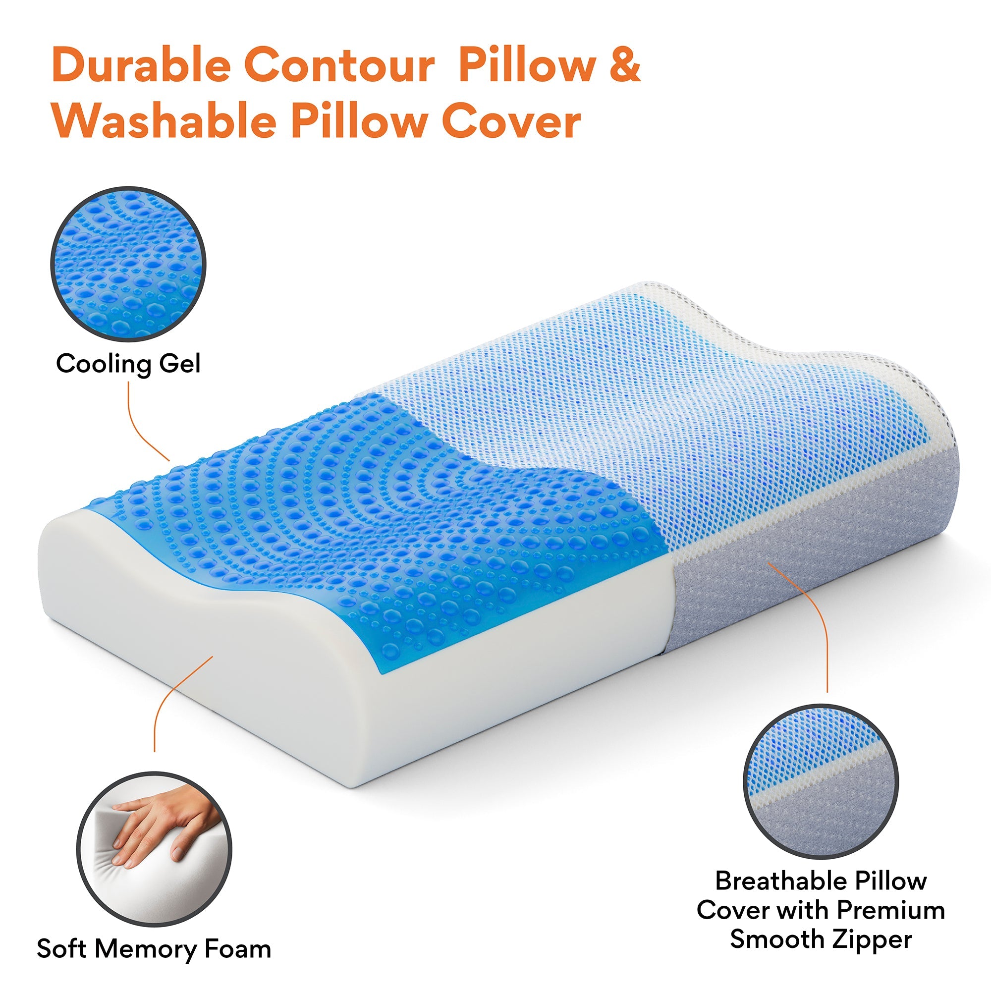 Cool Gel & Memory Foam Cervical Pillow for Neck Pain