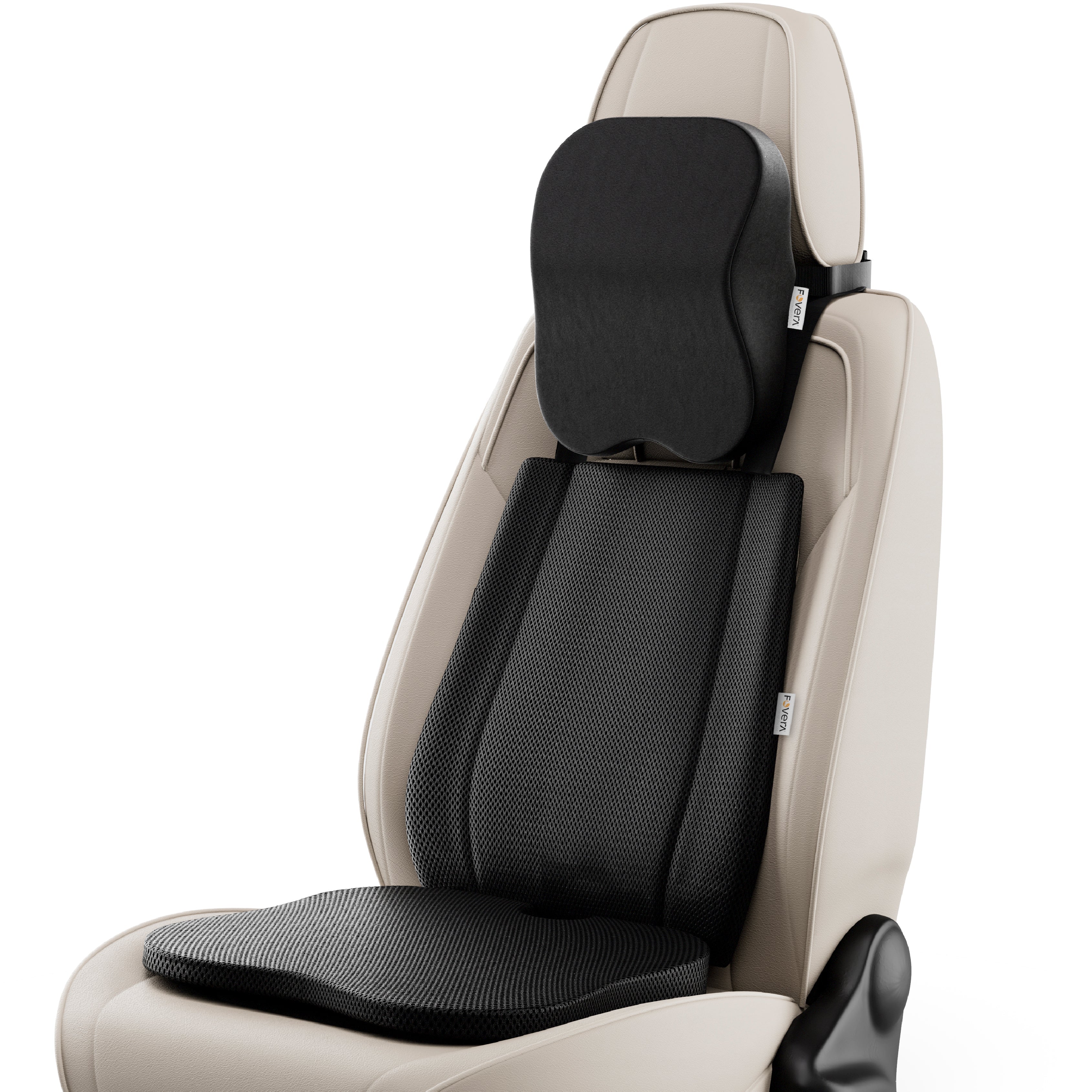 Memory Foam Car Cushions Combo – Backrest, Seat Cushion & Neck Pillow (Set of 3)