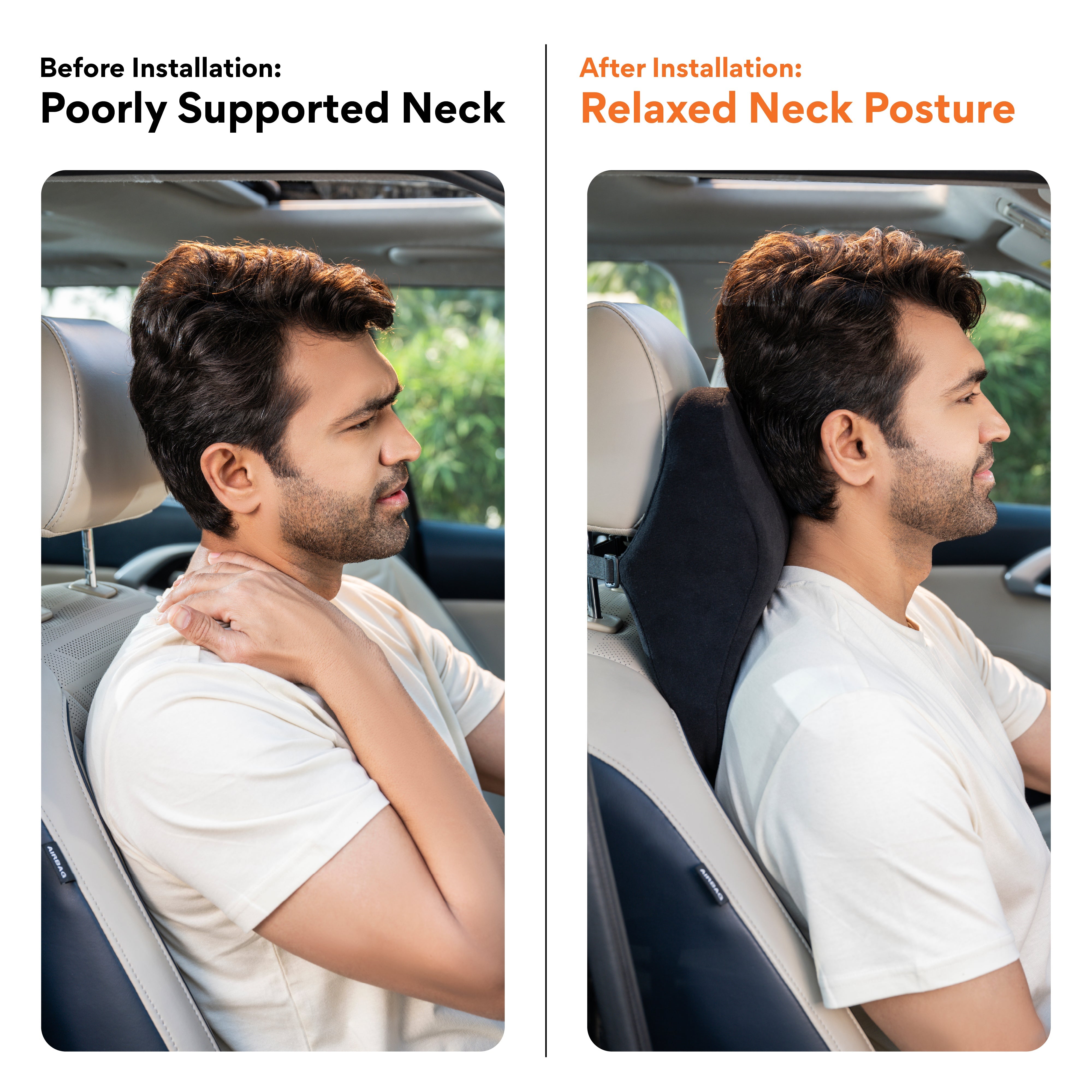 Memory Foam Car Cushions Combo – Backrest, Seat Cushion & Neck Pillow (Set of 3)