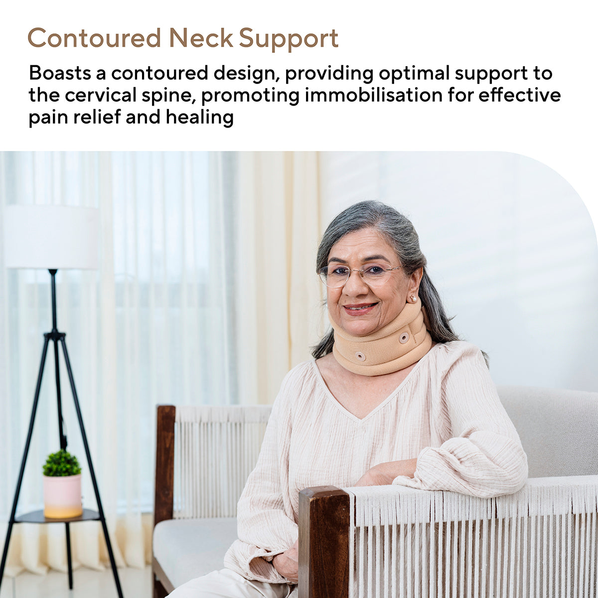 Cervical Collar with Support, Contoured Neck Support for Cervical Spine Immobilization & Pain Relief