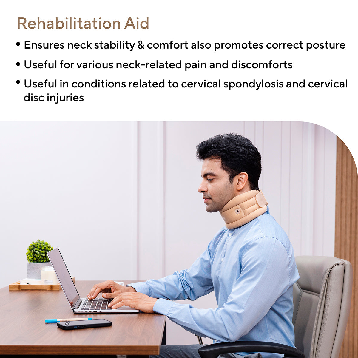 Cervical Collar with Support, Contoured Neck Support for Cervical Spine Immobilization & Pain Relief