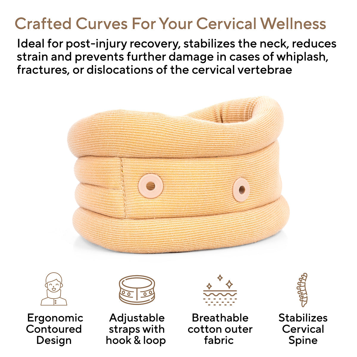 Cervical Collar with Support, Contoured Neck Support for Cervical Spine Immobilization & Pain Relief