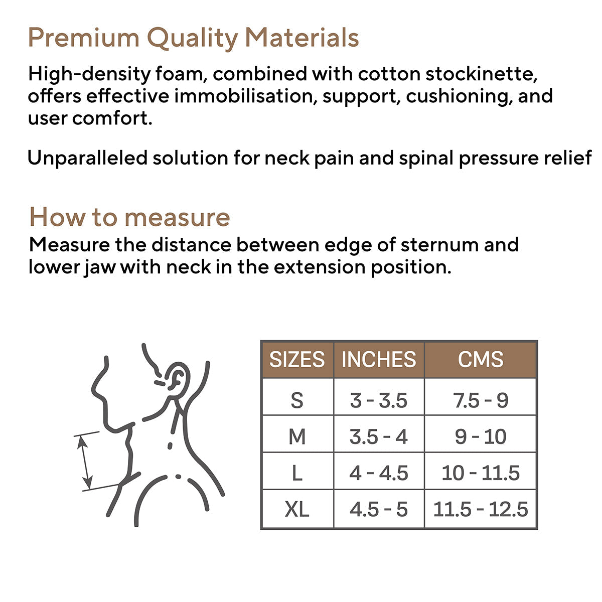 Cervical Collar with Support, Contoured Neck Support for Cervical Spine Immobilization & Pain Relief