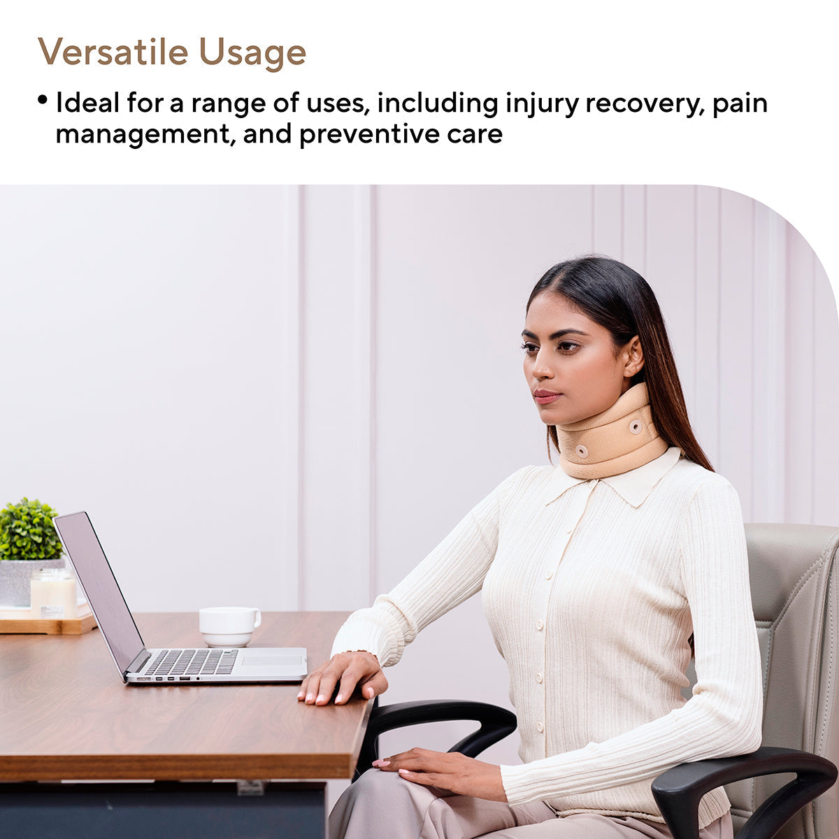 Cervical Collar with Support, Contoured Neck Support for Cervical Spine Immobilization & Pain Relief