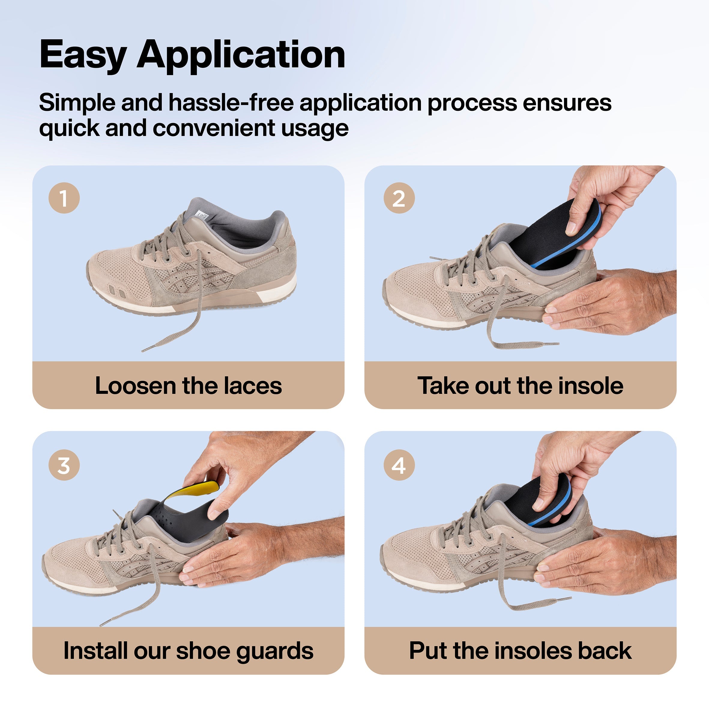 Two Layer Anti-Wrinkle Shoe Protection Guards with Gel Comfort Layer Inside