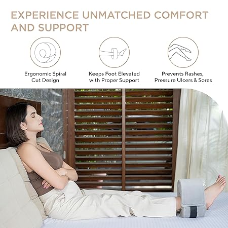 FOVERA Foot Elevator Pillow with Adjustable Hook and Loop
