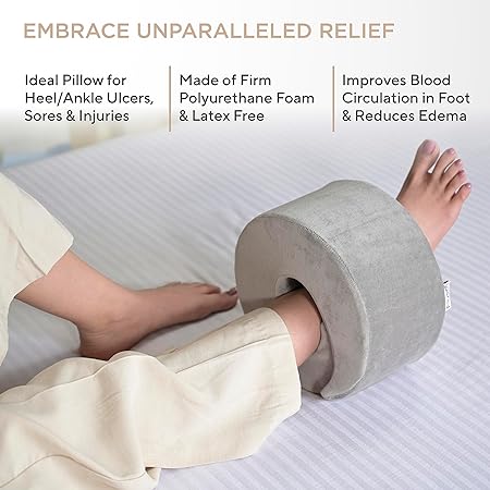 FOVERA Foot Elevator Pillow with Adjustable Hook and Loop