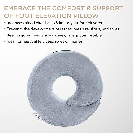 FOVERA Foot Elevator Pillow with Adjustable Hook and Loop