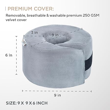 FOVERA Foot Elevator Pillow with Adjustable Hook and Loop