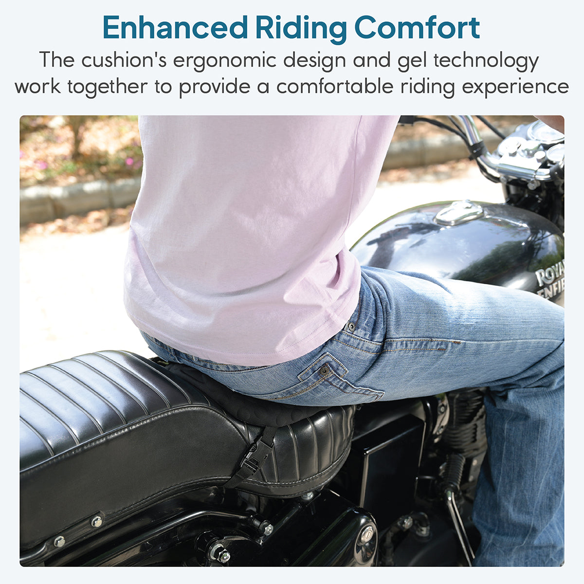 GELRIDE Motorcycle Gel Seat Cushion for Two Wheeler Riders & Daily Commuter